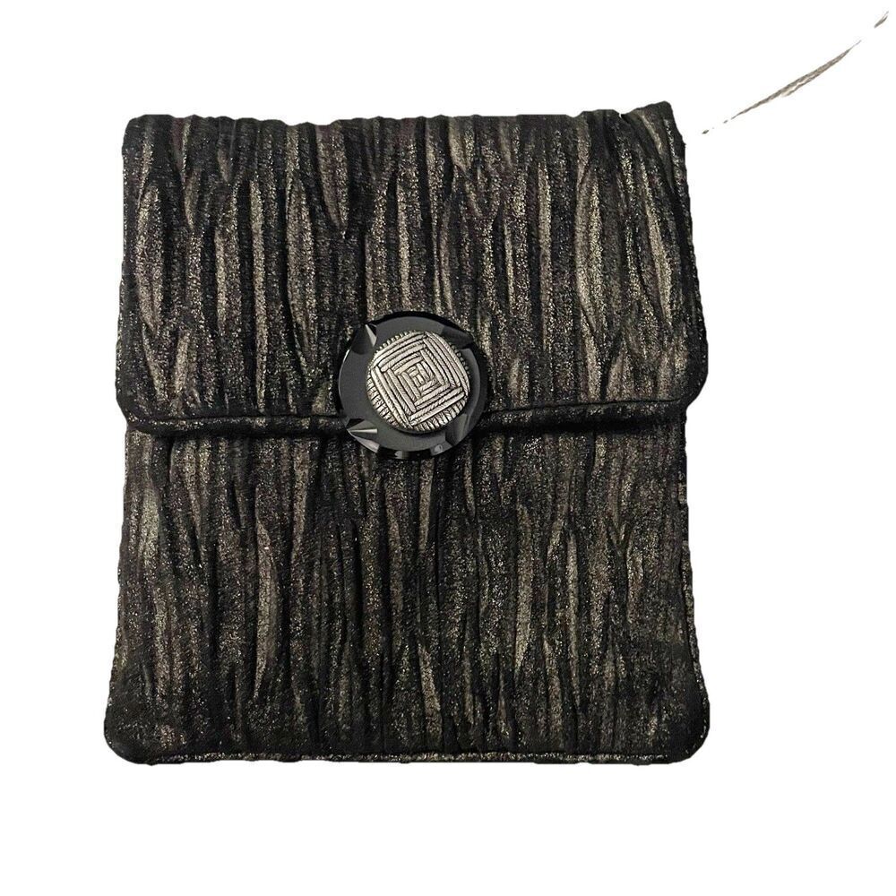 Grace Ann Agostino Vtg 1980s Purse Crossbody Bag Metallic Fabric Square Designer